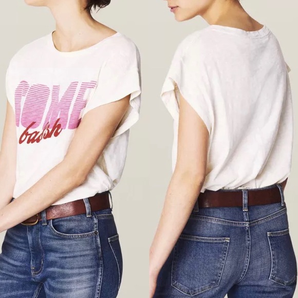 NEW Ba&sh Coby printed T shirt size 3 Ivory - Picture 8 of 8